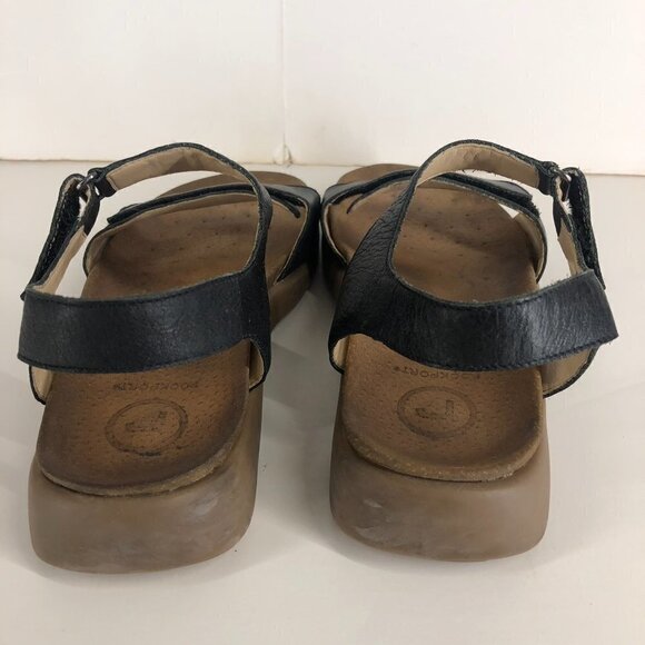 ROCKPORT Black Leather Adjustable Velcro Strap Sandals Sz 7.5 - Picture 3 of 12
